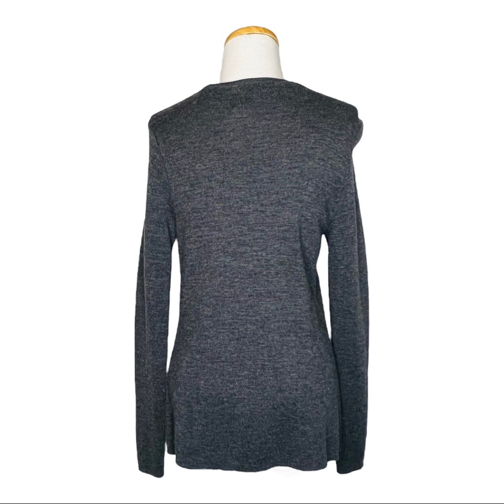 Adrienne Vittadini Carbon Heather Open Front Sweater Luxury Mercerized Wool Sz S - Picture 10 of 16